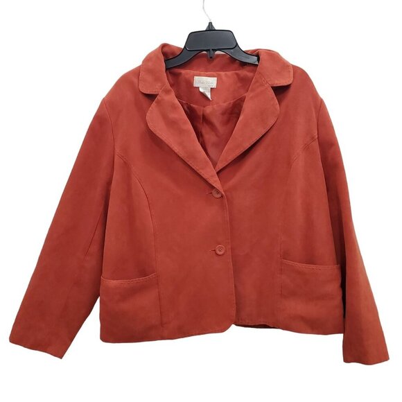 Studio Works Woman's Vintage Burnt Orange Faux Suede Blazer Jacket Plus Size 18W - Picture 1 of 5